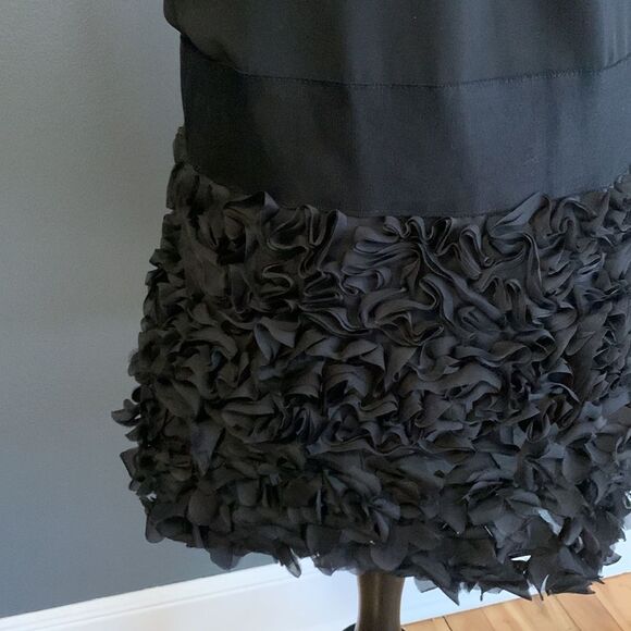 Giambattista Valli for impulse black vegan leather matte swirl ribbon hem midi S - Picture 6 of 9